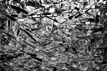 Shattered Glass Abstract - Black and White
