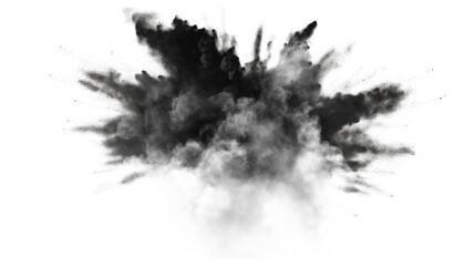 Obraz premium Abstract black dust explosion isolated on a transparent background