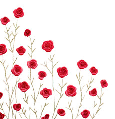 PNG Little red roses garden pattern embroidery flower.