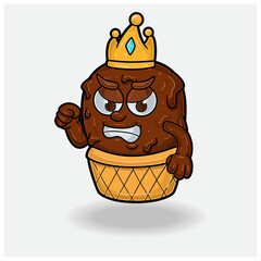 Ice cream With Angry expression. Mascot cartoon character for flavor, strain, label and packaging product.