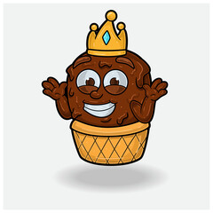 Ice cream With Dont Know Smile expression. Mascot cartoon character for flavor, strain, label and packaging product.
