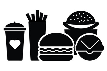 Fast Food black Vectors on white background design