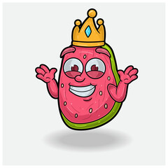 Guava Fruit With Dont Know Smile expression. Mascot cartoon character for flavor, strain, label and packaging product.