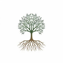 Naklejka premium Minimalist Tree Outline with Roots Logo – Grounded and Organic Branding