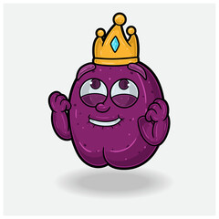 Plum Fruit With Happy expression. Mascot cartoon character for flavor, strain, label and packaging product.