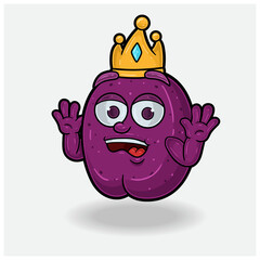 Plum Fruit With Shocked expression. Mascot cartoon character for flavor, strain, label and packaging product.