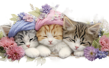 cat babies sleeping together 