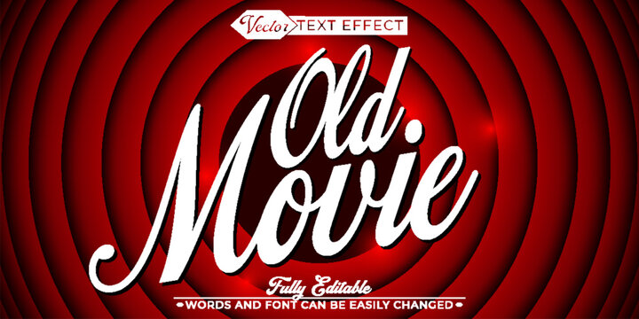 White Cinema Old Movie Vector Editable Text Effect Template