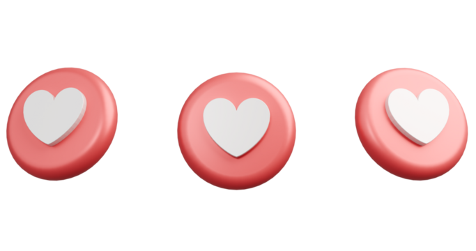 Dynamic 3D Love/Heart Emoji: Expressive Render in 3 Angles for Social Media, Marketing, and Design Projects