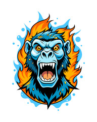 Obraz premium Flat illustration of Monkey Angry 