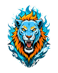 Flat illustration of Lion Angry 