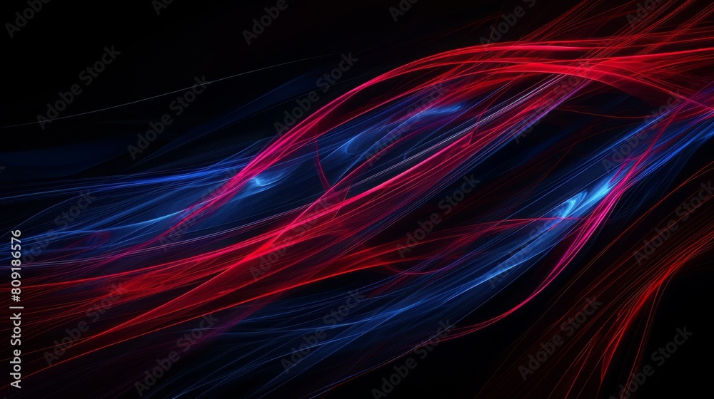Poster abstract red and blue light trails on a dark background