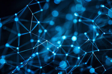 A blue background with a lot of lines and dots