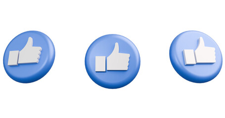 Dynamic 3D Blue Like Emoji: Expressive Render in 3 Angles for Social Media, Marketing, and Design...