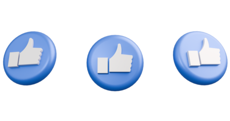 Dynamic 3D Blue Like Emoji: Expressive Render in 3 Angles for Social Media, Marketing, and Design Projects