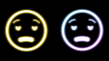 two lazy feeling emoji in bright neon light