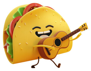 PNG 3d taco character cartoon guitar representation
