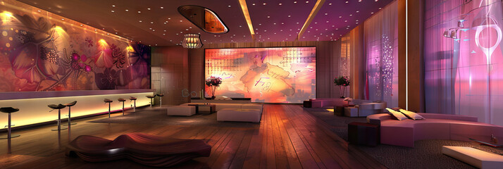 Event Planner's Wall: Covered in event theme ideas, seating charts, and a calendar with upcoming events