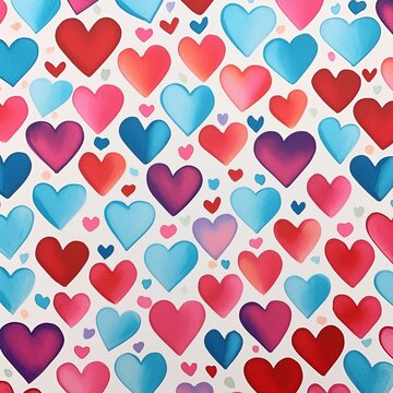 A colorful and vibrant heart pattern background suitable for Valentine's Day or romantic themes