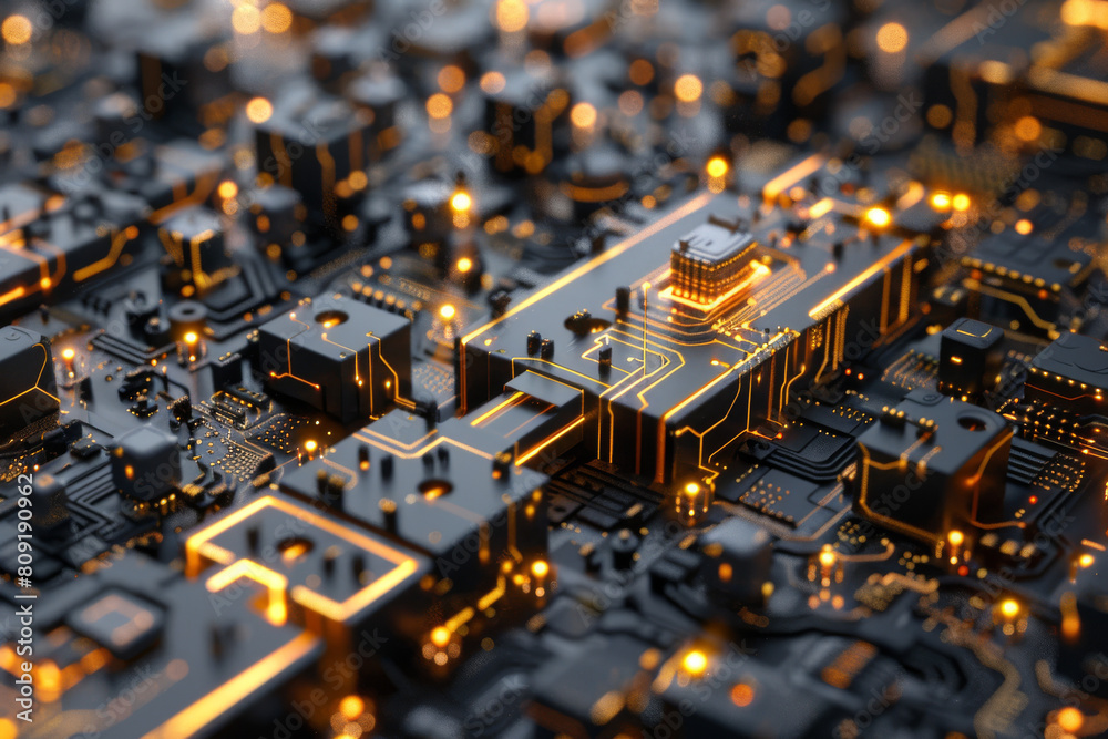 Poster a computer circuit board with a cpu in the middle