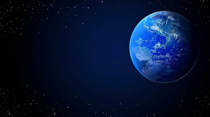 A blue planet with a starry sky in the background