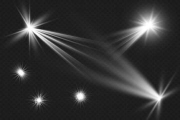 Spark of light.The star flashes brightly.Set of glowing effects.