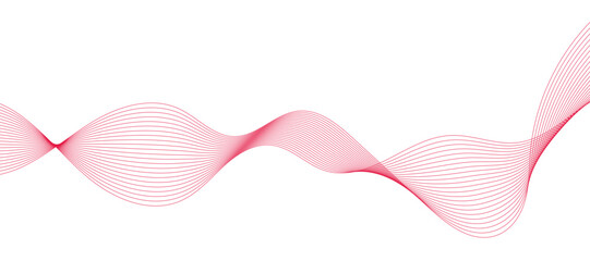 Abstract vector modern background with red wavy lines and particles.
