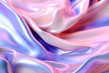 Luxury 3d silk texture purple background. Fluid iridescent holographic neon curved wave in motion pink and purple elegant background. Silky cloth luxury fluid wave banner.