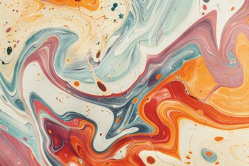 A painting displaying a variety of different colors and shapes in a vibrant and abstract manner, with intricate patterns throughout, A colorful marble background with intricate patterns and swirls