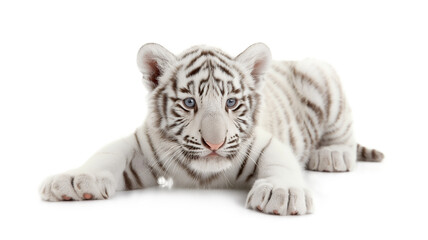 Adorable White Tiger Cub isolated on a transparent background