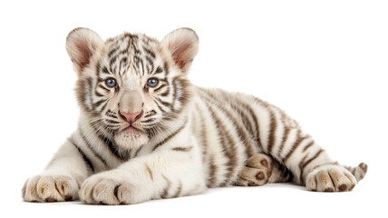 Adorable White Tiger Cub isolated on a transparent background