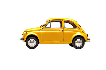 Yellow Toy Retro Car, a Nostalgic Delight, Captured on transparent background