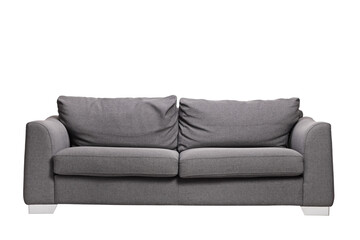 Studio shot of a cozy grey sofa