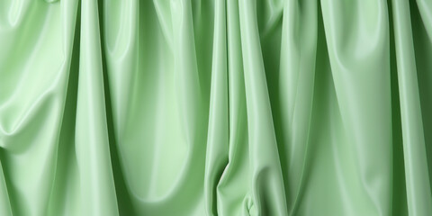 green curtain fabric with folds and pleats