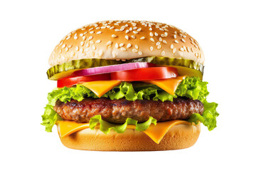 Mouthwatering Delight Delicious Burger Cut Out, Isolated on transparent background
