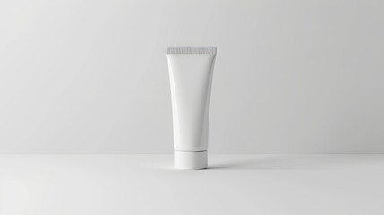 A blank plastic tube mockup for cosmetics, complete with a cap, is depicted in a vector illustration isolated on a white background. Suitable for various designs and advertising purposes.