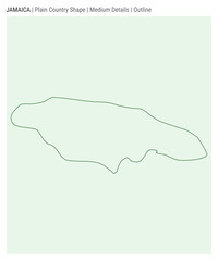 Jamaica plain country map. Medium details. Outline style. Shape of Jamaica. Vector illustration.