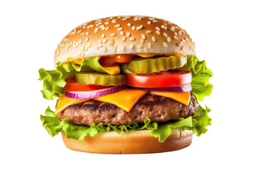 Mouthwatering Delight Delicious Burger Cut Out, Isolated on transparent background