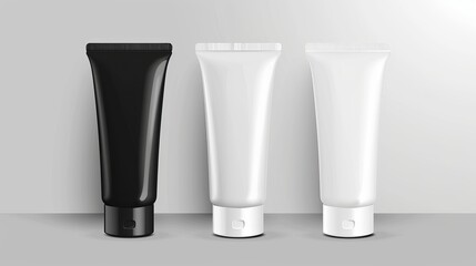 A blank plastic tube mockup for cosmetics, complete with a cap, is depicted in a vector illustration isolated on a white background. Suitable for various designs and advertising purposes.
