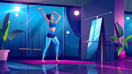 Woman Engaged in Callanetics Exercise with Graceful Movements and Joy