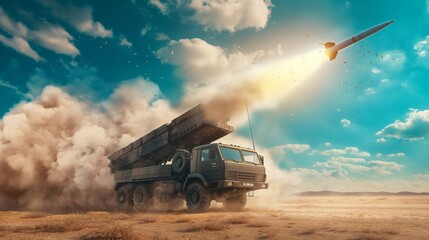 Obraz premium Strategic Missile Defense System Launching Missile