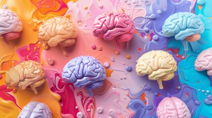 Artistic Depiction of Neurodiversity with Colorful Brains