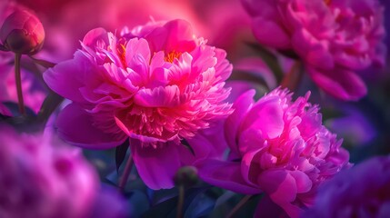 Obraz premium Close up of a blooming pink peony