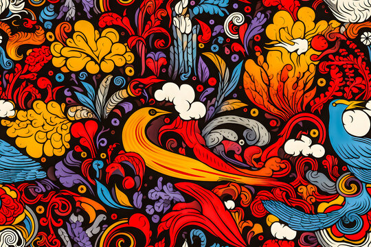 D&eacute;cor color&eacute; de papier peint &agrave; motif floral moderne.