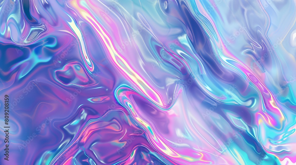 Wall mural a grainy iridescent holographic gradient background with psychedelic patterns, perfect for adding a 