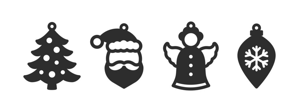 Set of Christmas designs for earrings, pendant or keychain. Jewelry silhouette cut template. Laser cutting with leather, wood or metal. New Years vector stencils