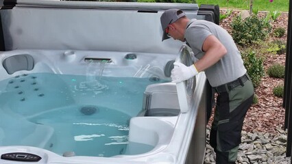 Man Cleaning a Hot Tub