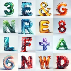 Fototapeta premium glass 3D Lettering Typeface. AI generated illustration