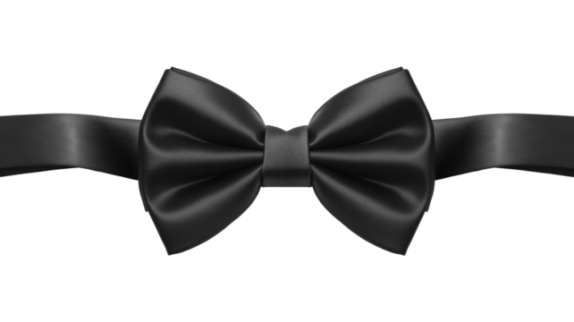 Black bow tie isolated on a transparent background