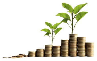 PNG  Money with a graph growth plant coin